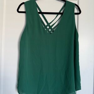 Noir Green Criss-Cross Back Sleeveless Top